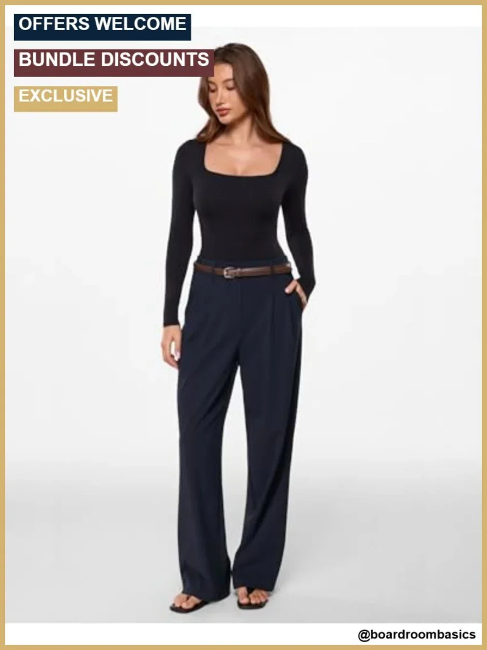 Wide Leg Dress Pants High Waist Pull On Trousers Women Work Wear Stretch